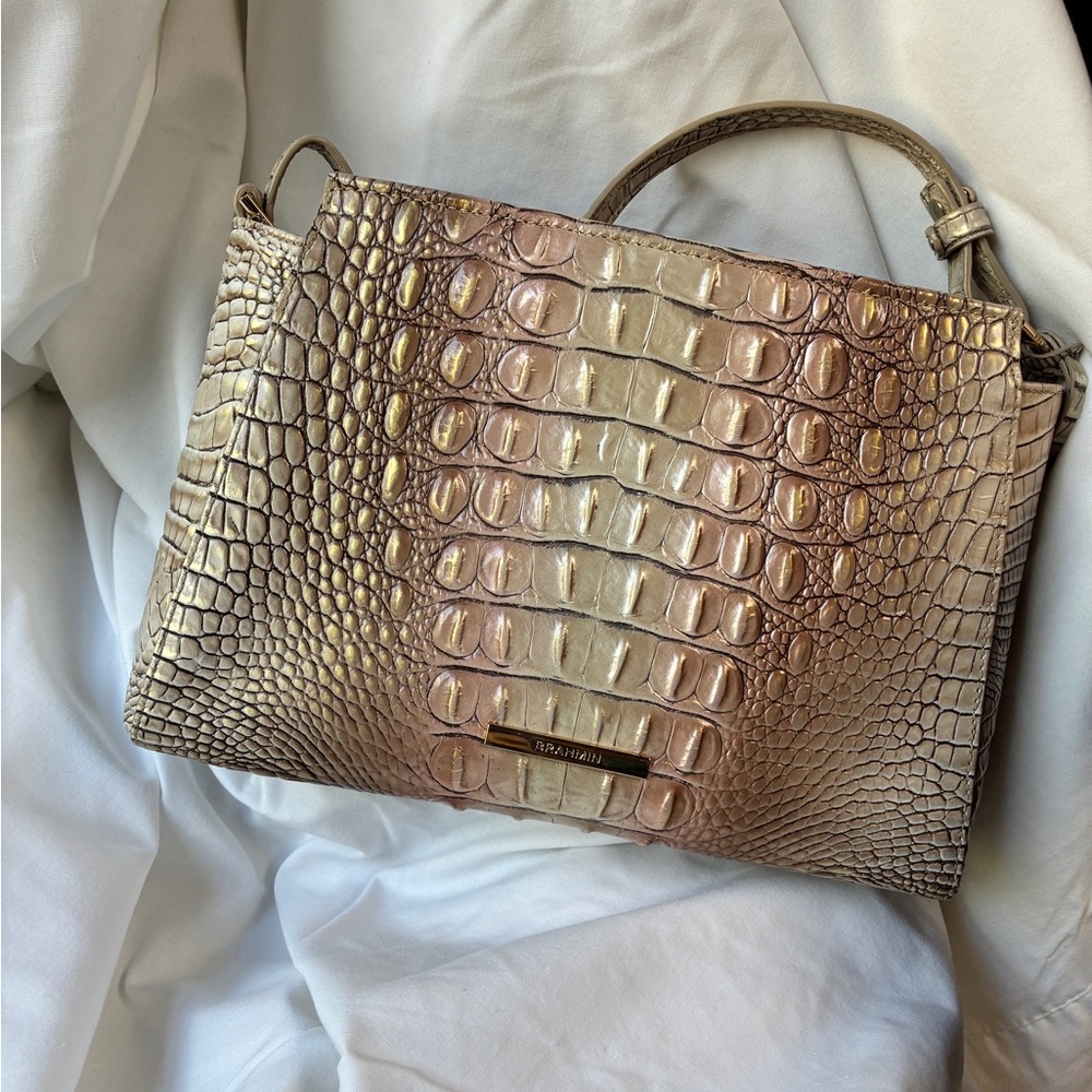 Brahmin Hillary Melbourne Scallop Ombré Croc Embossed Crossbody Bag